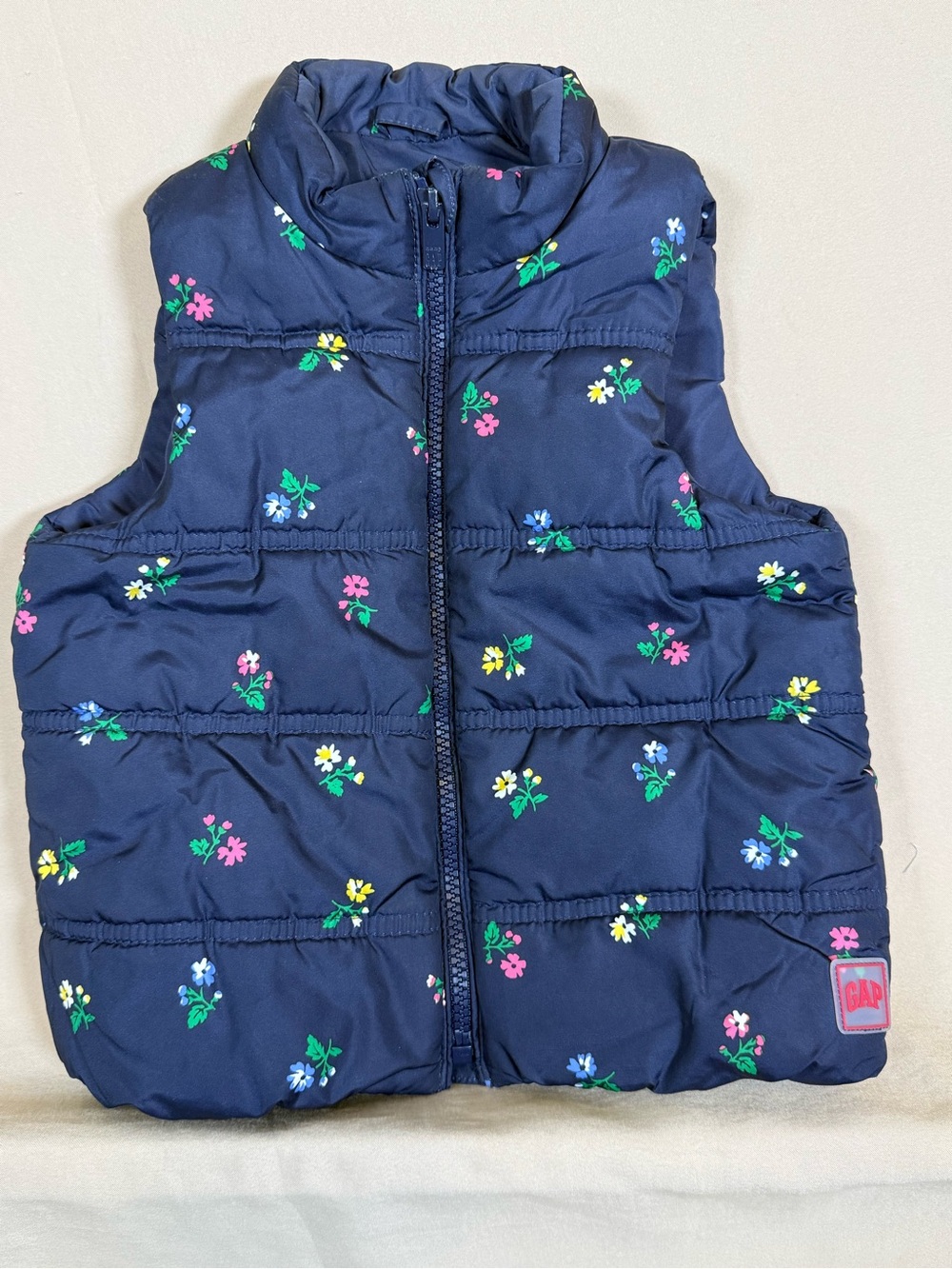 Baby GAP Navy Floral Puffer Vest - Navy, 3T